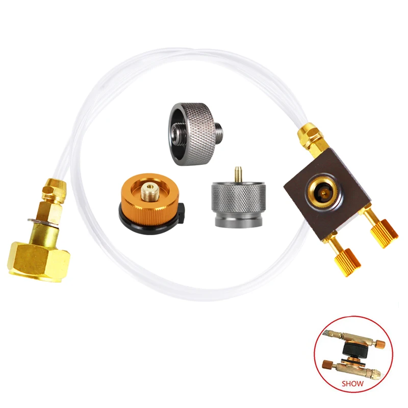 

Outdoor Camping Gas Stove Gas Cylinder Filling Adapter Gas Flat Tank Coupler Adaptor Gas Charging With Pressure Relief Valve