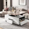 Lift Top Coffee Table with Extendable Tabletop, Storage Drawers & Cabinet 1