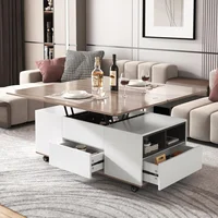 Lift Top Coffee Table with Extendable Tabletop, Storage Drawers & Cabinet 1