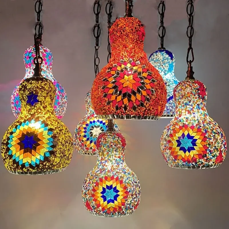 

Bohemian Snowman Chandeliers Ceiling Home Room Decor Turkish Handmade Glass Lighting Fixtures Pendant Light Bedroom Hanging Lamp