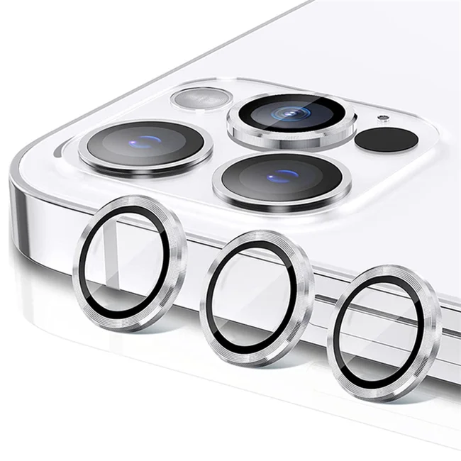 Metal Ring Camera Protectors with Lens Glass Film Cover