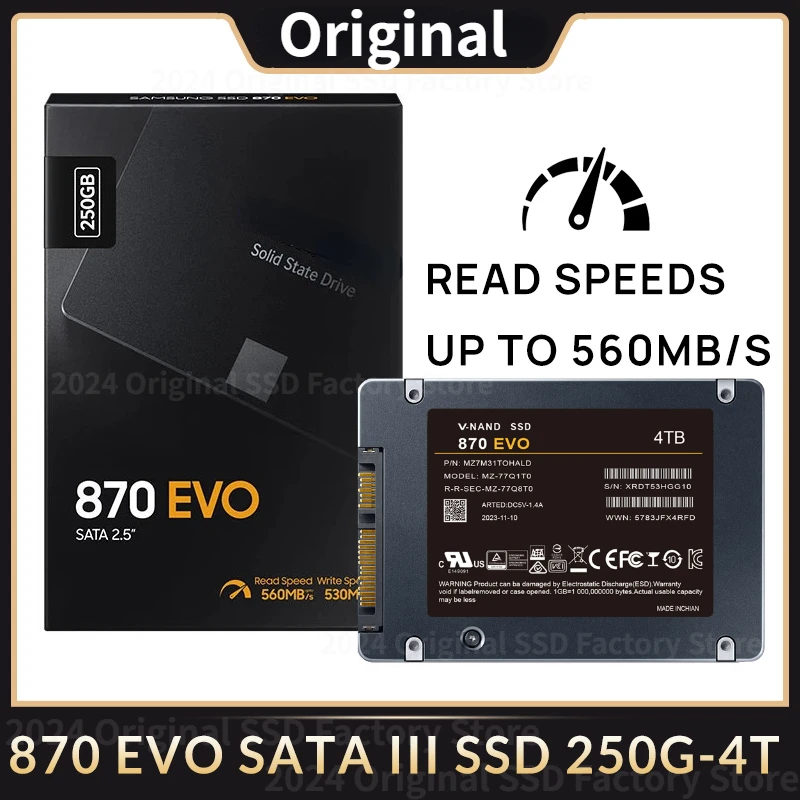 

880evo SSD 870 EVO 250GB 500GB 1TB 2TB 4TB Disk Hard Drive 560MB/S SATA3 2.5 Inch for Laptop Desktop Notebook Mini PC Computer