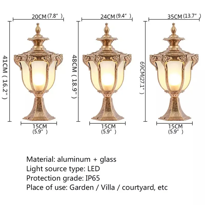 Modern Post light Led Aluminium Outdoor Europe creative design warterproof lamps decor park courtyard garden lights 6