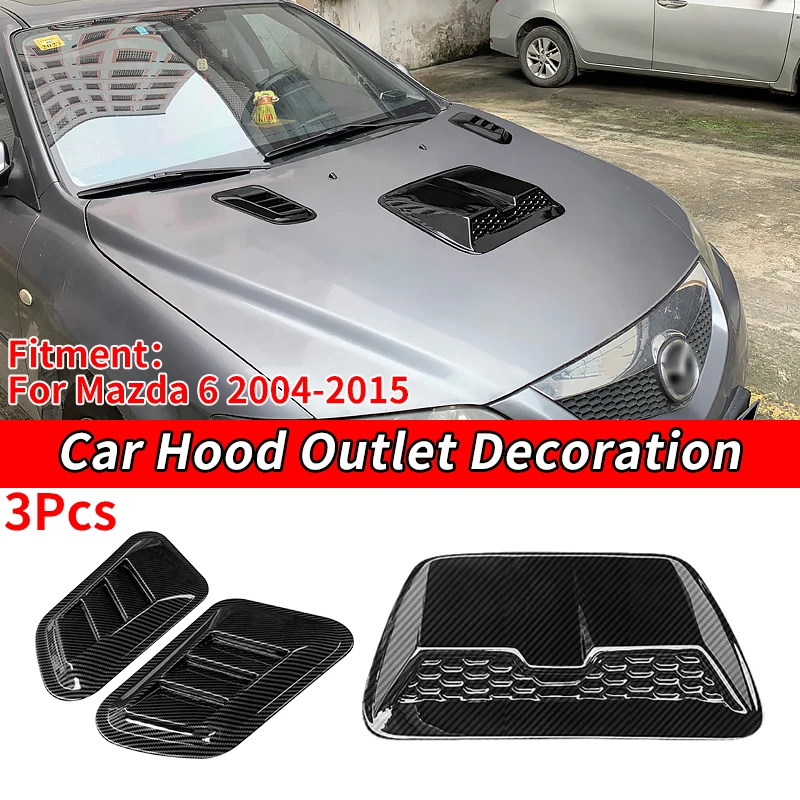 

Car Hood Stickers Exterior Hood Side Air Intake Flow Vent Cover Decorative Auto Carbon Fiber Accessories For Mazda 6 2004-2015