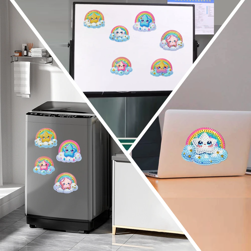 6Pcs Diamond Painting Refrigerator Magnets Fridge Magnets Diamond Art DIY Diamond Art Refrigerator Magnets DIY Art Crafts