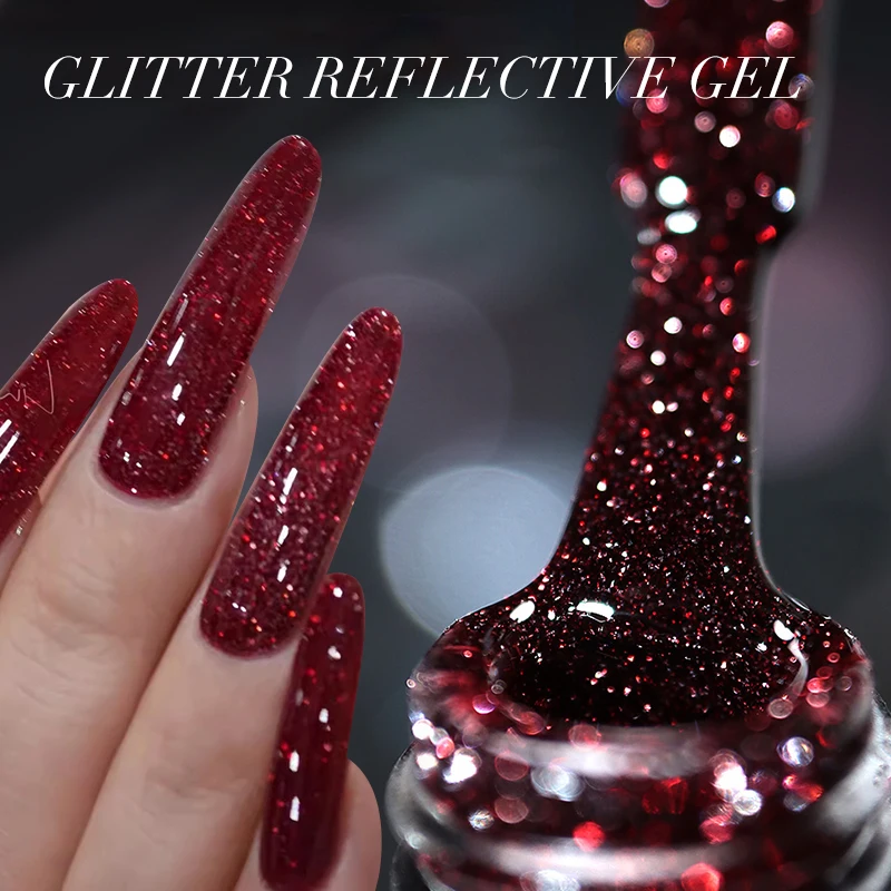 UR SUGAR 15ml Sliver Reflective Nail Gel Polish Shining Glitter Semi Permanent Soak Off UV Gel Sparkle Effect Nail Art Manicure 6