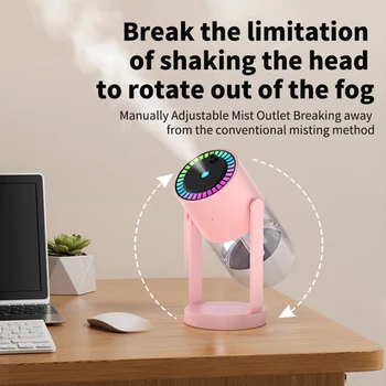 2024 New 280ML Portable Rotating Humidifier Car Diffuser Humidifier with With Projection Lights Colorful Marquee Ambient Light 3