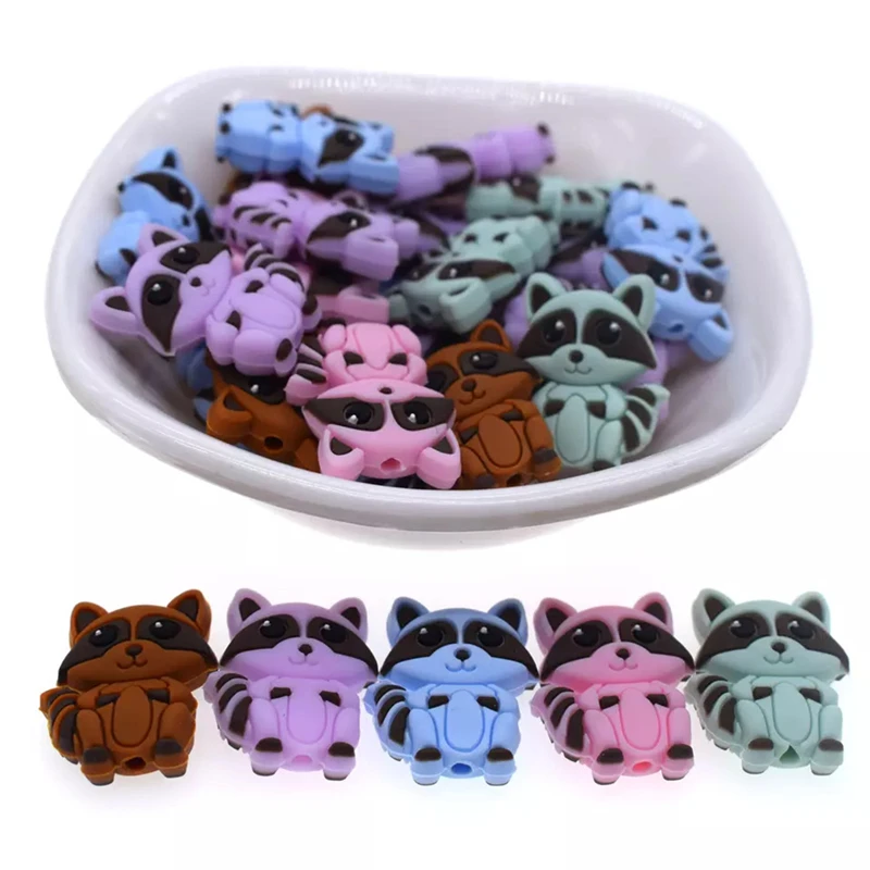 

10pc Animal Silicone Beads Teether BPA Free Food Grade Chewing Bulk Silicone Teething Beads DIY Nipple Chain Jewelry Accessories