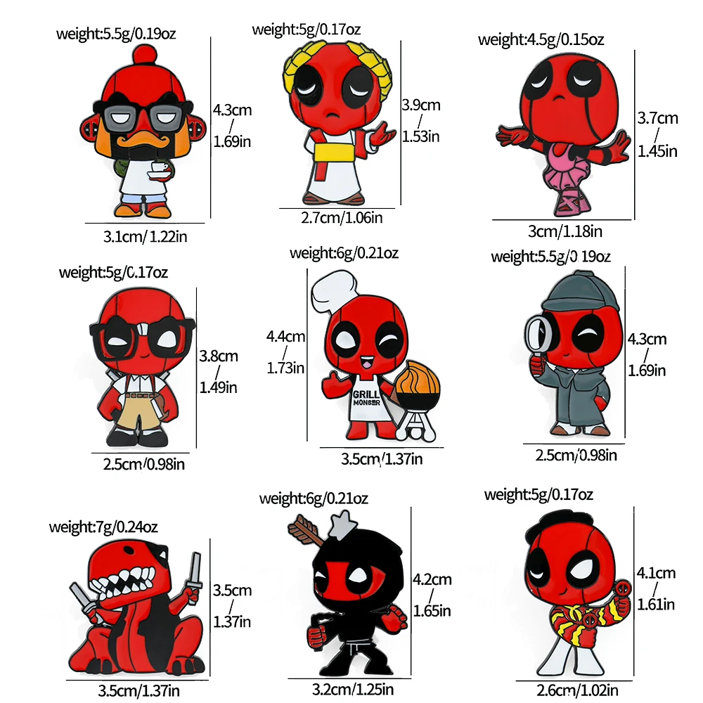 Broches Pin's Deadpool Lot 9 Pcs