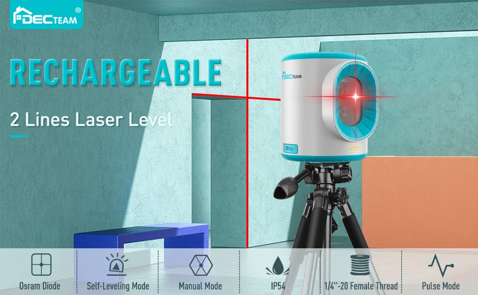 Laser Level 2 Lines Cross Green Horizontal Vertical Nivel Laser 360°Self-Levelin
