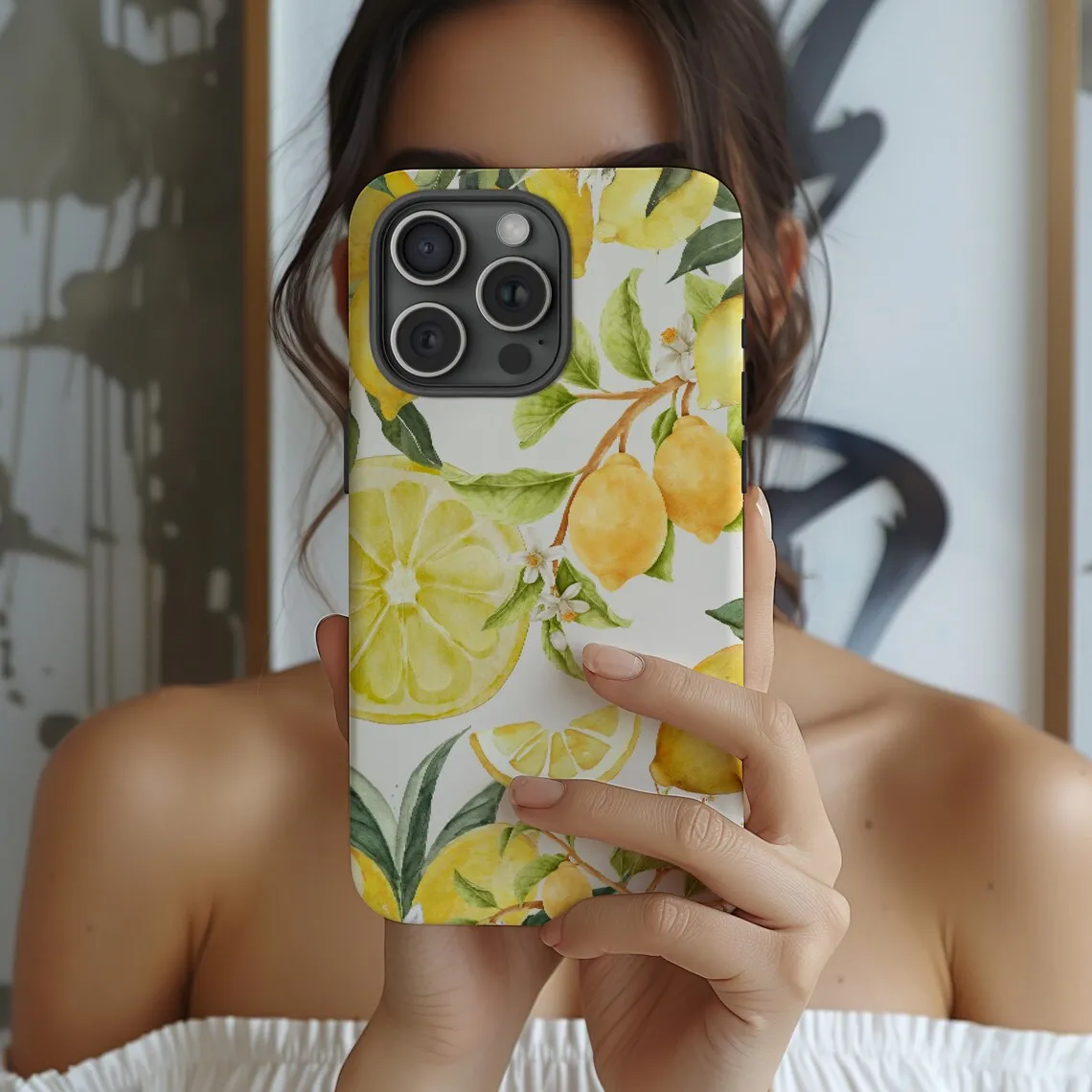 Lemon Bliss Luxury Double-Layer Phone Case with Elegant Design