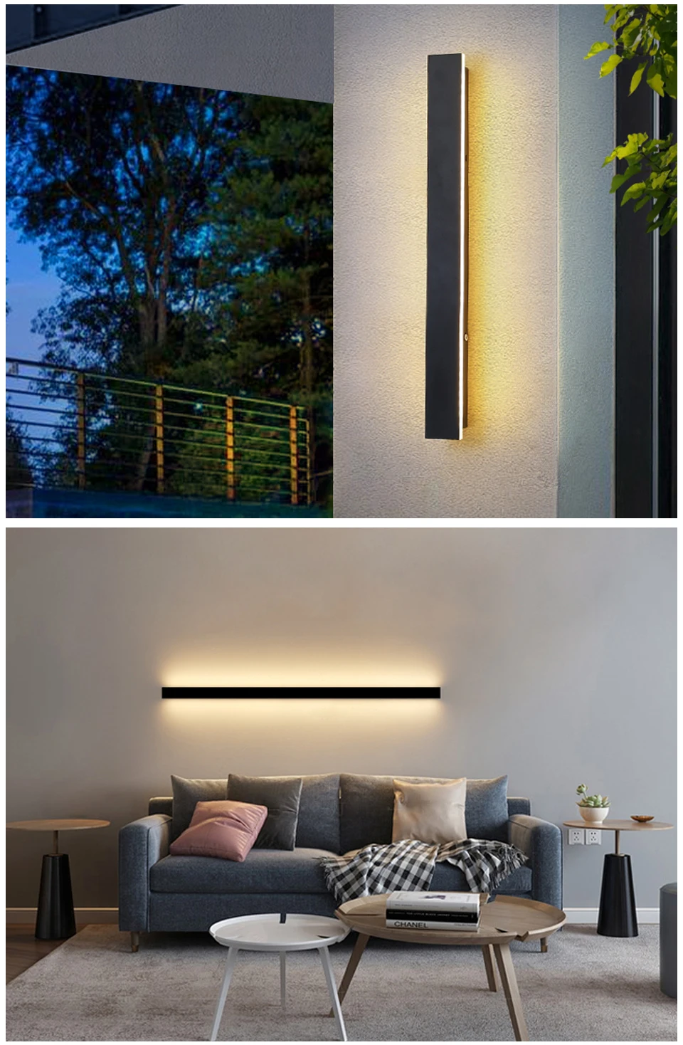 wall mounted bedside lights Modern Waterproof outdoor Long Strip LED wall lamp IP65 Aluminum Wall Light Garden porch Sconce Light 32W 220V Sconce Luminaire led wall lights