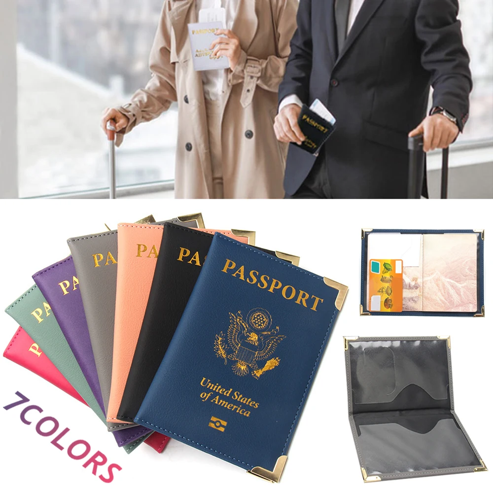 

Passport Holder Cover Air Ticket Package Passport Case Bag Lightweight Protective Clip PU Copper Foot Passport Clip Wallet