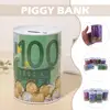 Metal Piggy Bank Tinplate Euro Dollar Pattern Design Money Box Safe Cylinder For Deposit Boxes 6 Color M2M7 3