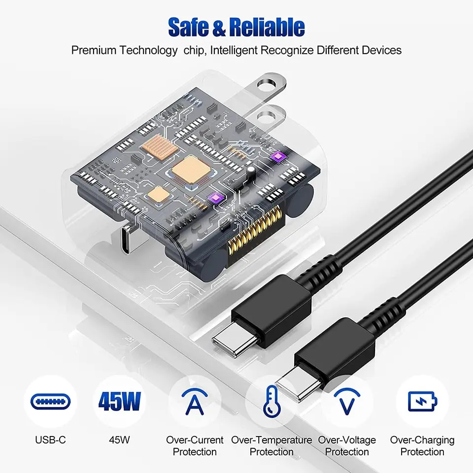 NNBILI PD 45W Quick Charger For Samsung Galaxy S22 S23 S24 Ultra S21 S20 FE S10 Note 20 Plus A71 A80 Type C Fast Charging Cable