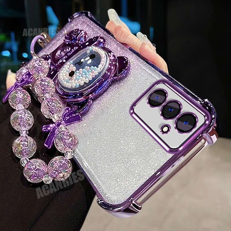 Star Lanyard Bear Holder Gradient Shockproof Silicone Case