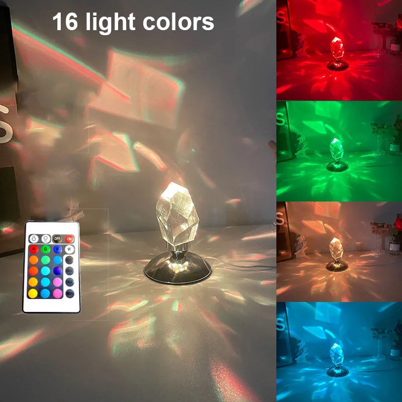 

Modern Table Lamp Night Light Diamond Crystal Desk Light Birthday Gift Indoor Projection Home Decor Livingroom Bedside Lamps
