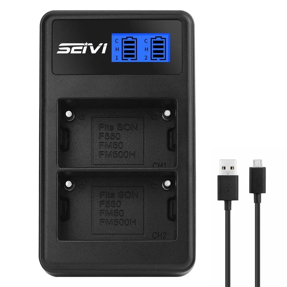  NP-FM50 FM500H NP-F330 NP-F530 NP-F550 NP-F570 및 CN-160 CN-216 CN126 시리즈 및 Atomos Ninja V용 듀얼 USB 충전기