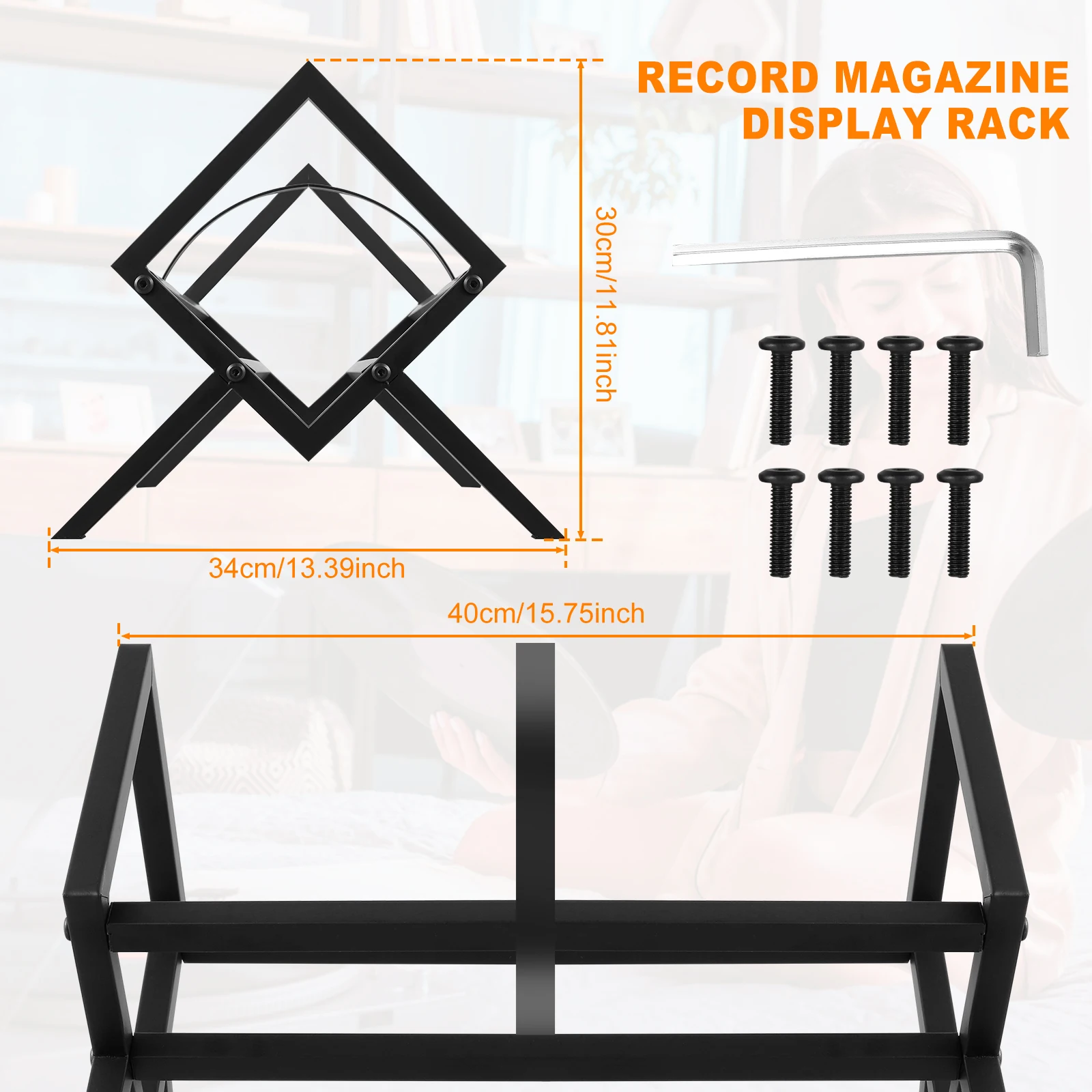 비닐 레코드 정리함 금속 비닐 레코드 디스플레이 랙, 블랙 비닐 레코드 거치대, 최대 100 LP CD 레코드 음악 앨범 거치대 스탠드