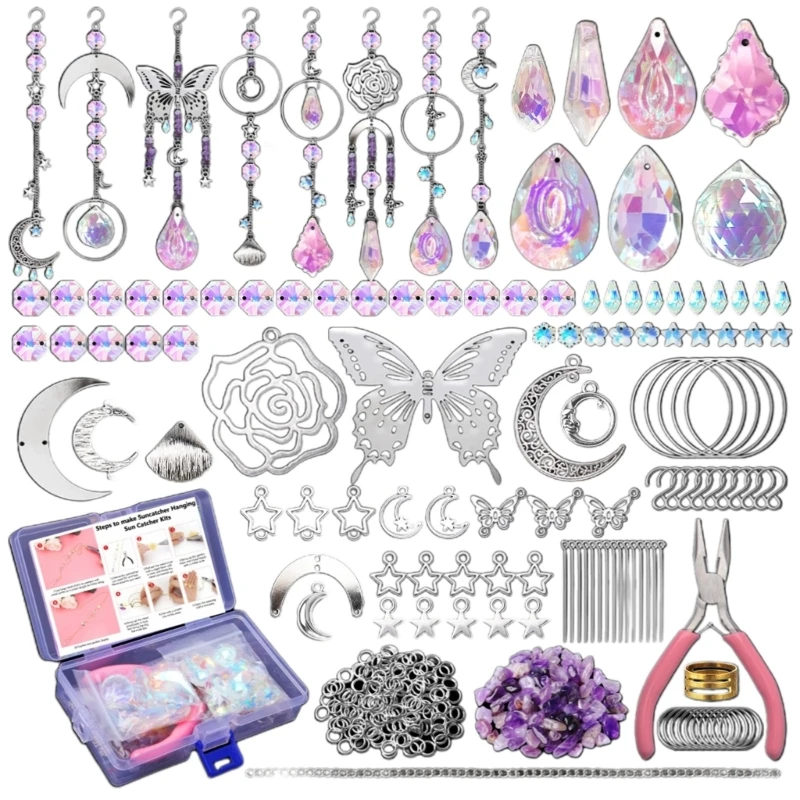 Sun Catchers 367A 200Pcs Crystals Suncatchers Making Set Craft Adult Maker Pendant Chain