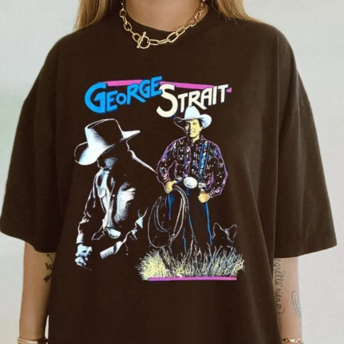 Maglietta George Strait, George Strait Merch, Maglietta Musicale Old Country, Maniche Lunghe S-5Xl