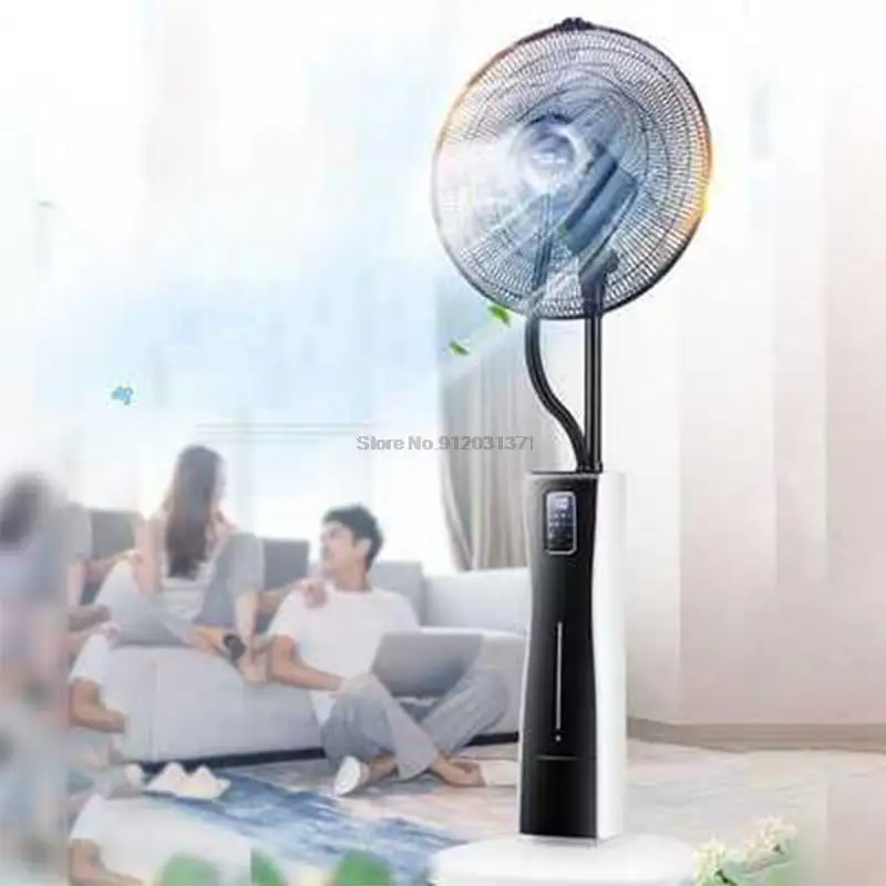 

16Inch Water Mist Fan 220V 75W Household Electric Floor Cooling Fan With 12H Timing Remote Control Mobile Caster Screen Display