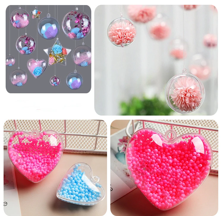 10 Pcs Christmas Transparent Ball Plastic Fillable Bauble Xmas Tree Hanging Ornaments Decoration for Home Wedding Party Gift Box