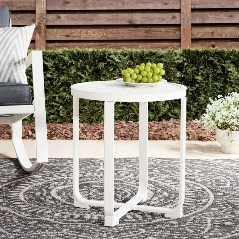 

Mainstays Asher Springs Outdoor Steel Side Table- White, 18.11 X 18.11 X 20.08 Inches, Portable Table Outdoor Furniture