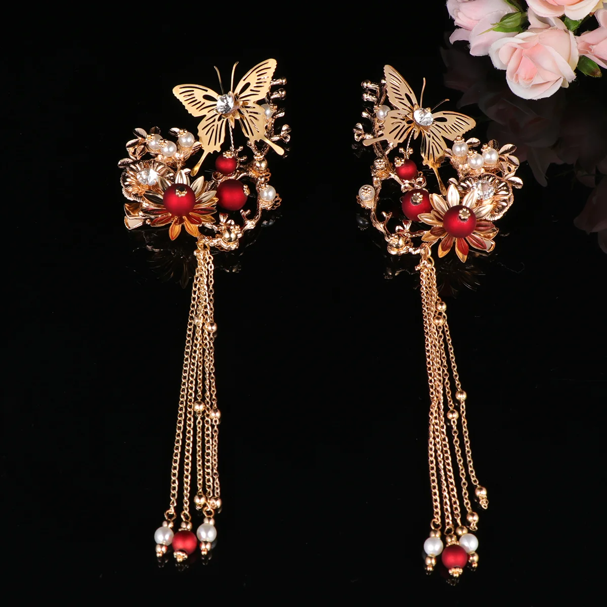 

Заколка для волос с китайским цветком, Винтажная заколка для волос с кисточкой, японское кимоно, заколка-невидимка для