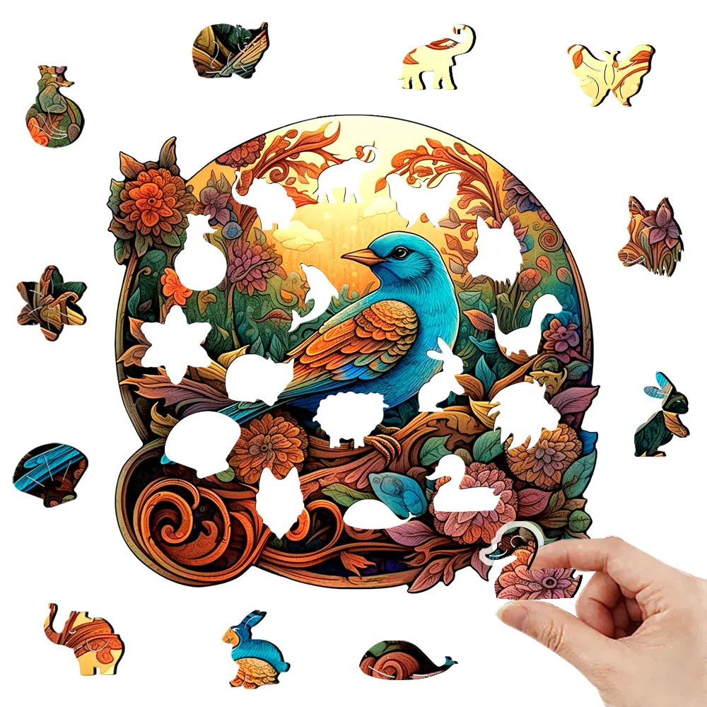 Disk Woodpecker Wooden Puzzle Personalized 3D Puzzle Adult Children's Gift Education Children's Toy Games