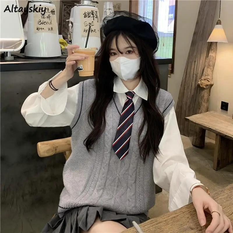 

Стильный элегантный стильный жилет для женщин стильный шик Ulzzang универсальная уличная одежда Повседневные Классические вязаные топы с V-образным вырезом пэчворк Ретро корейский стиль