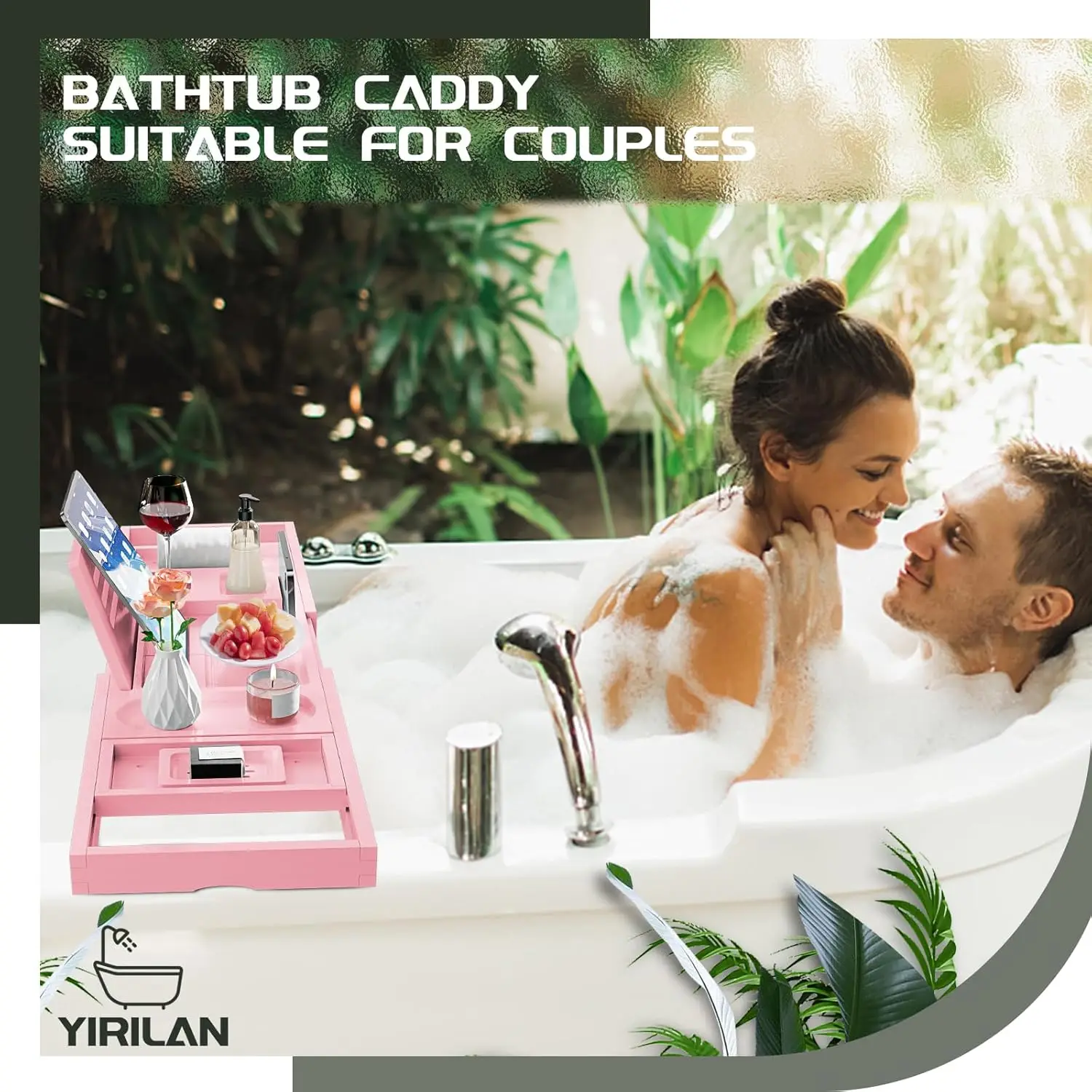 Premium Bathtub Tray Caddy-Expandable Bath Tray-Unique House Warming Gifts, New Home, Anniversary & Wedding Gifts for Couple