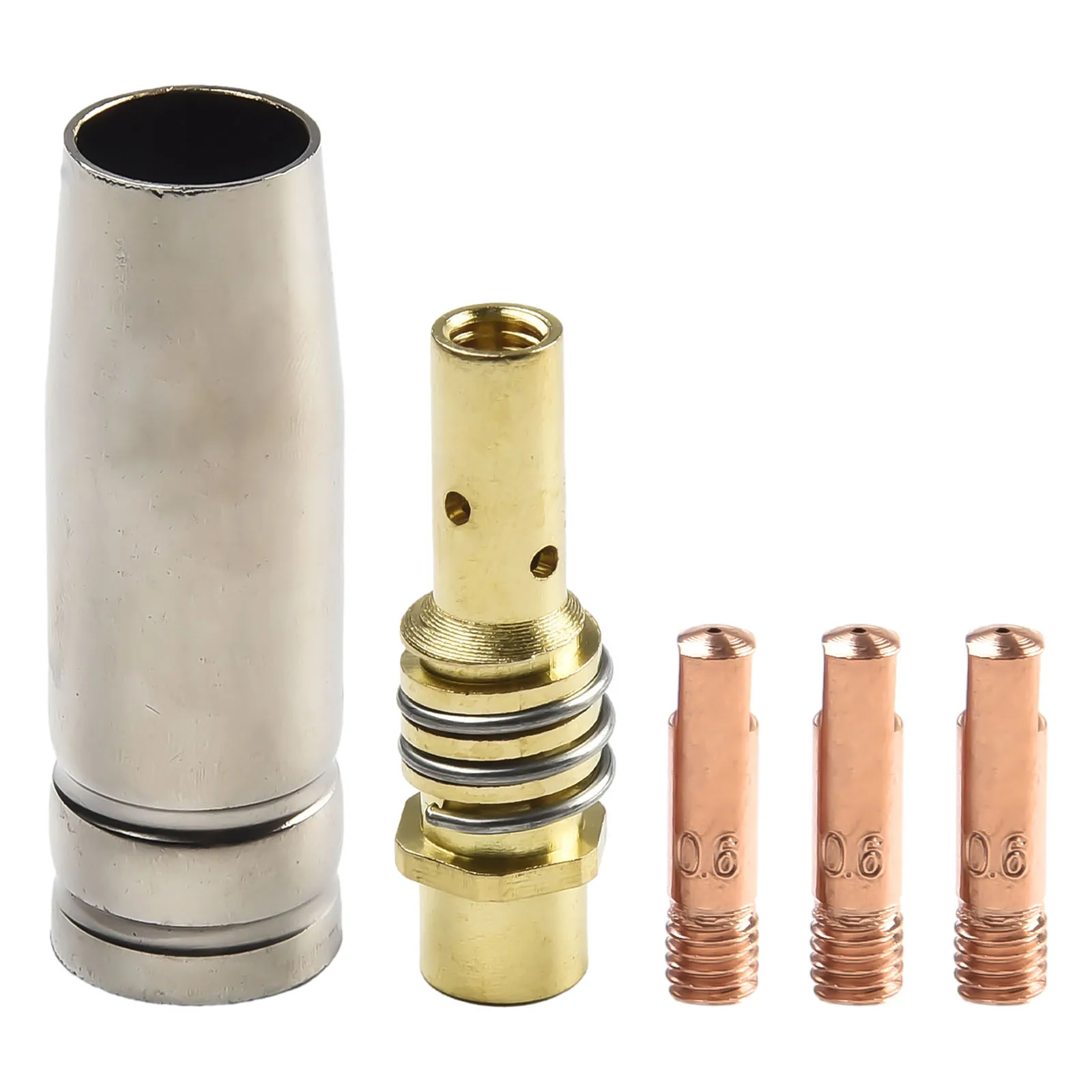 

Consumables Kit Welding Nozzle Contact Tip MIG Welding 5pcs/set MB15 15AK Spare Parts Tip Holder 0.6/0.8/0.9/1.0/1.2mm