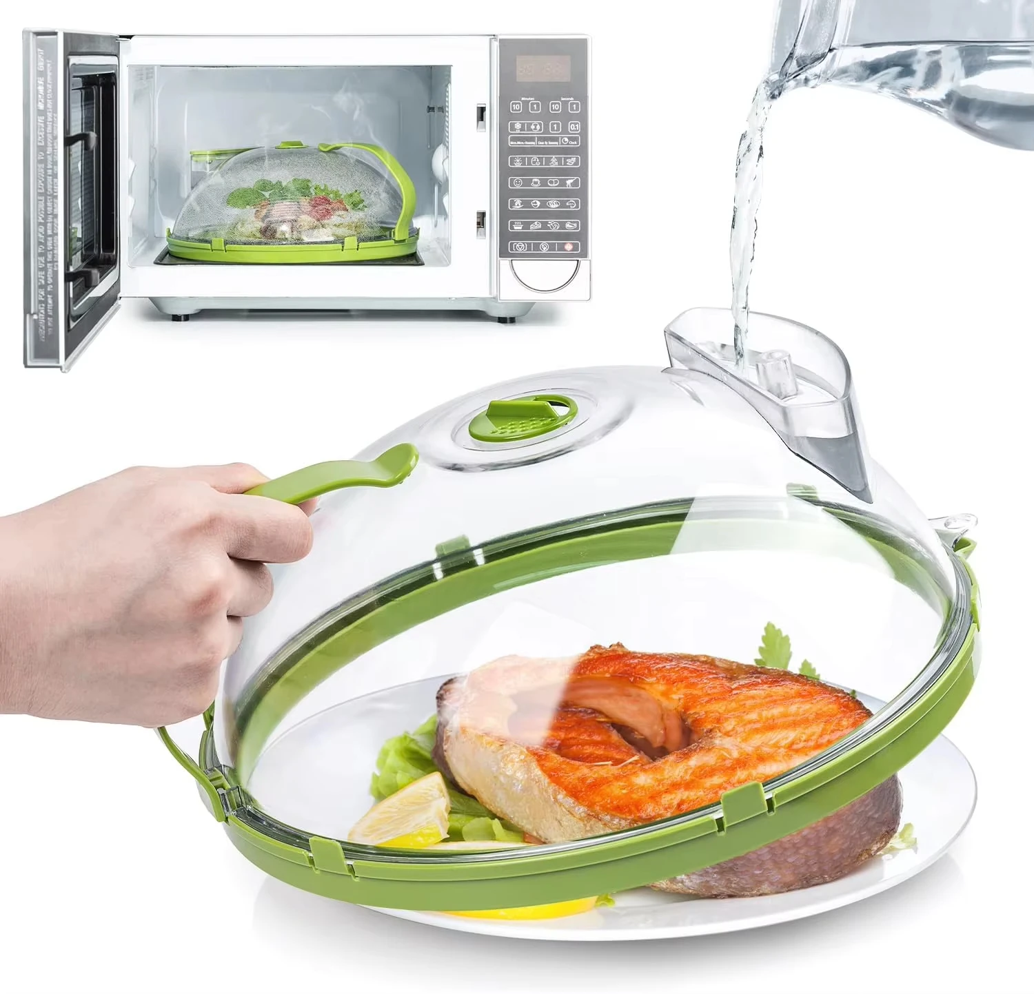 High-Temperature Resistant Microwave Guard Lid with Steam Vent and Handle