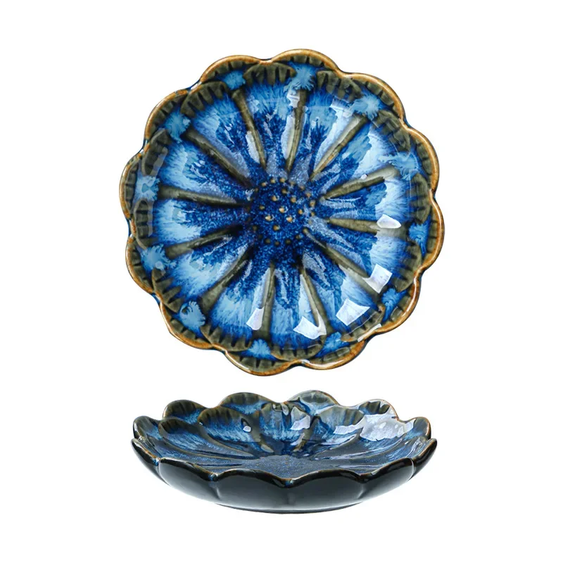 Japanese Ceramic Dipping Dish - Retro Kiln Glaze Sushi  Soy Sauce Plate