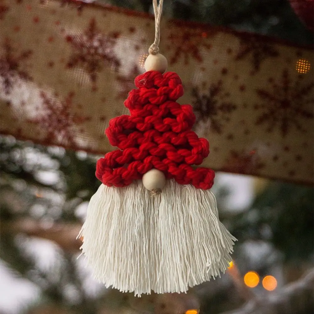 

Cotton Woven Christmas Tree Tassel Pendant Macrame Santa Handwoven Christmas Tree Pendant Decorative Wall Hanging Festive