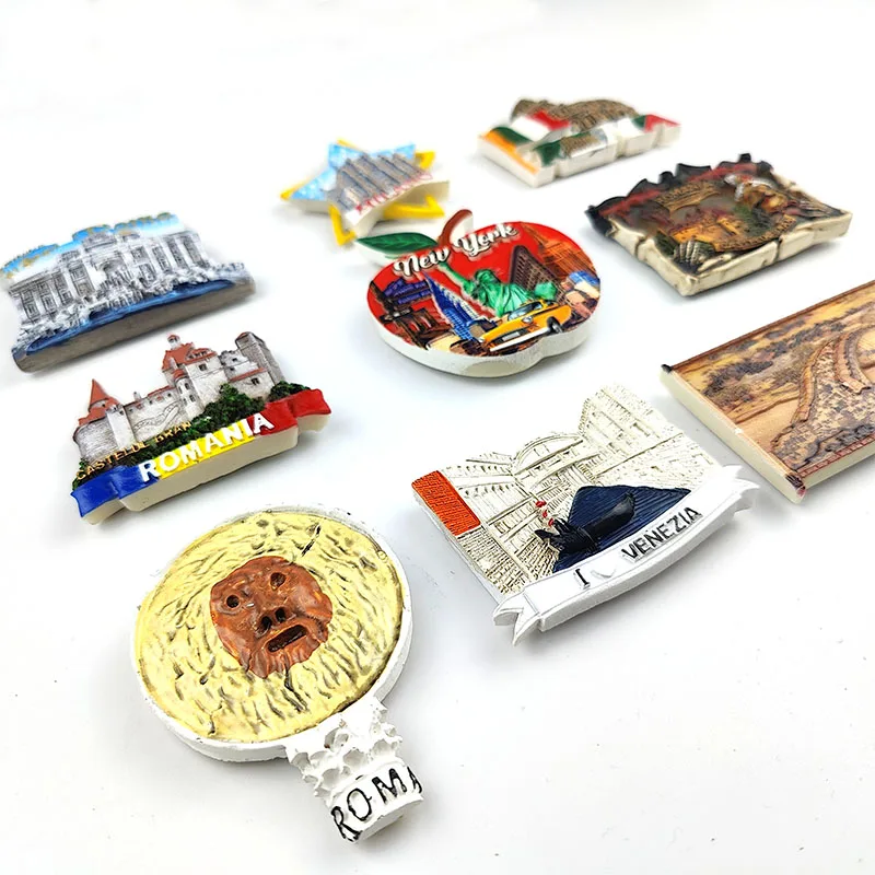 Magnetic Fridge Stickers Resin Magnet Italy Souvenirs Venice New York Milan Romania Verona Rome Colosseum Trevi Fountain