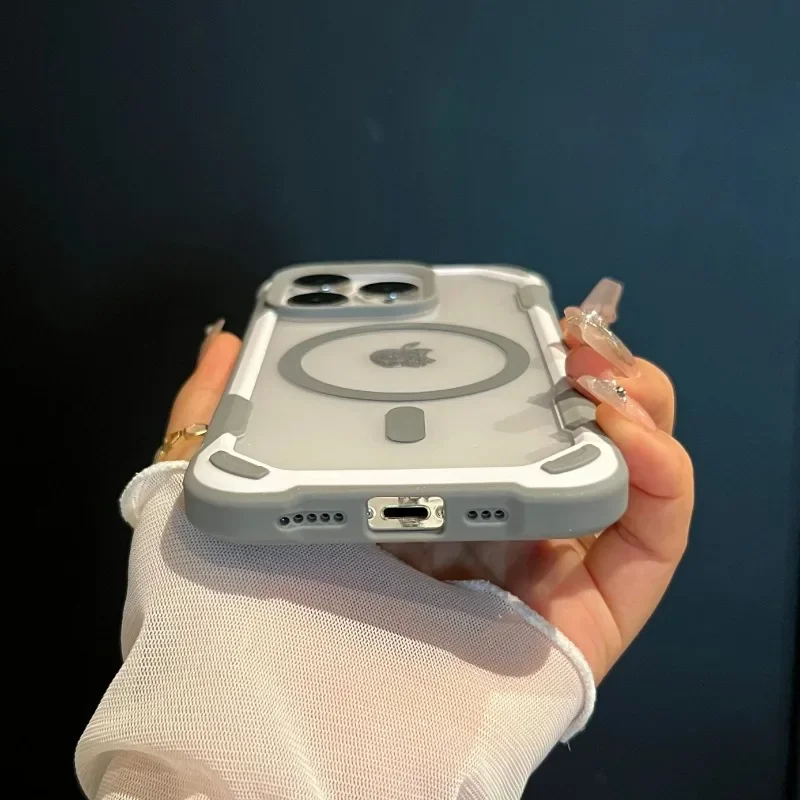 Magnetic Shockproof Transparent Acrylic Phone Case with Armor Protection