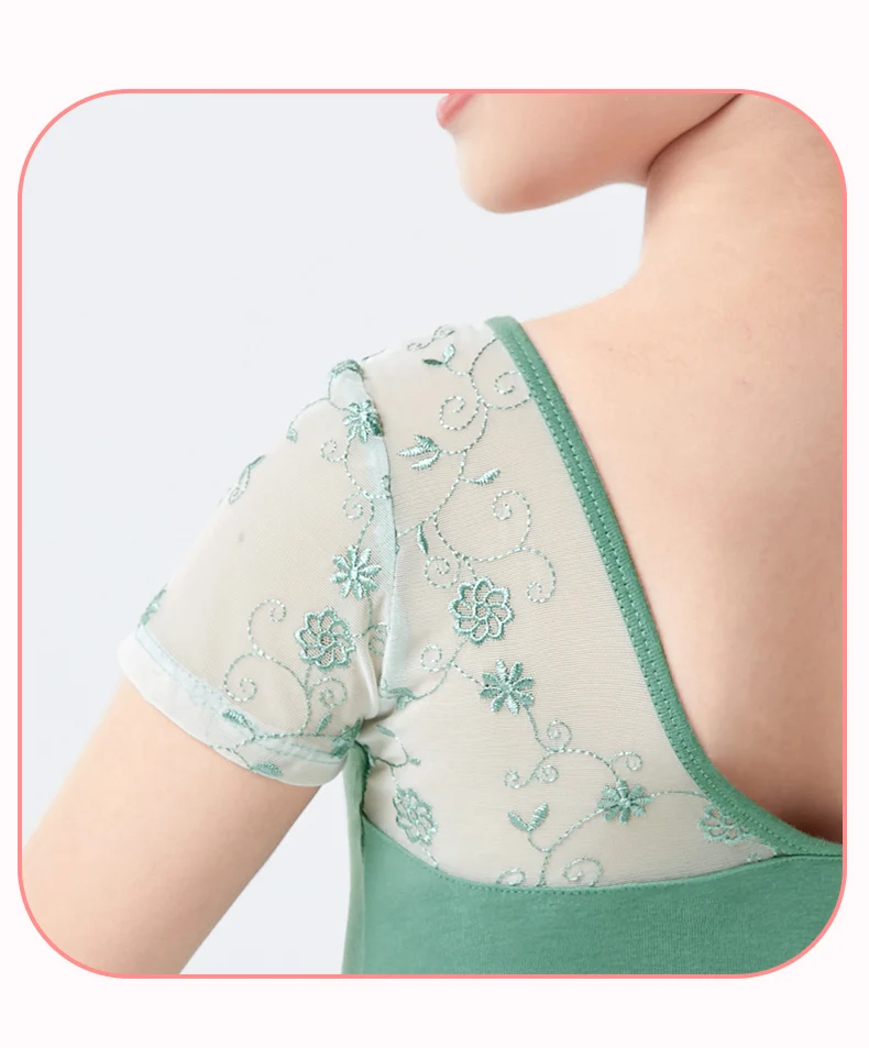 Mädchen Ballett Trikot Kurzarm Tanzkleidung mit Stickerei, Kinder Tanzpraxis Gymnastik Outfit – Detail 5