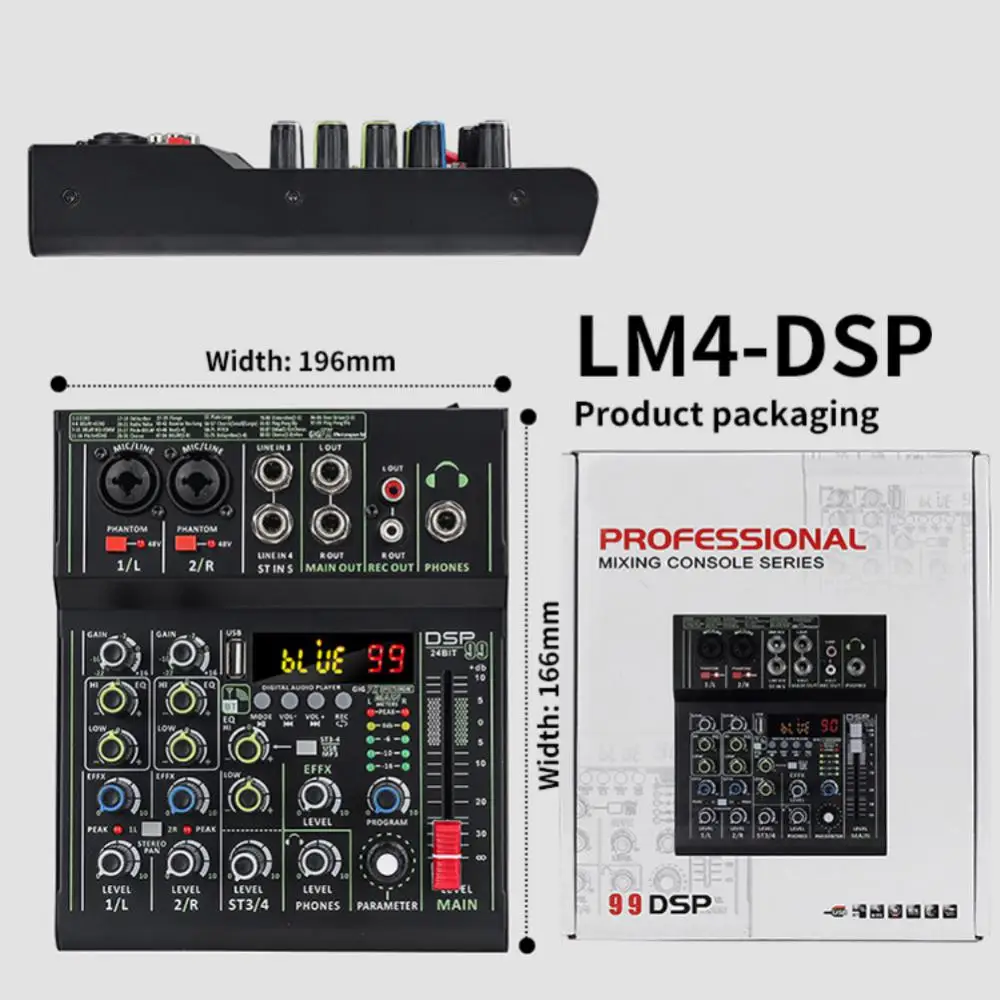 Manchez 미니 4 채널 사운드 카드 믹서, USB 콘솔, DJ 노래방, 스마트폰 전문 컴퓨터 녹음, 48V