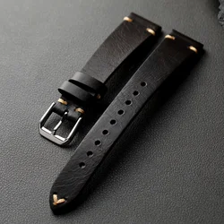 Elegant Vintage Handmade Cowhide Leather Strap with Buckle - 17mm (D color)