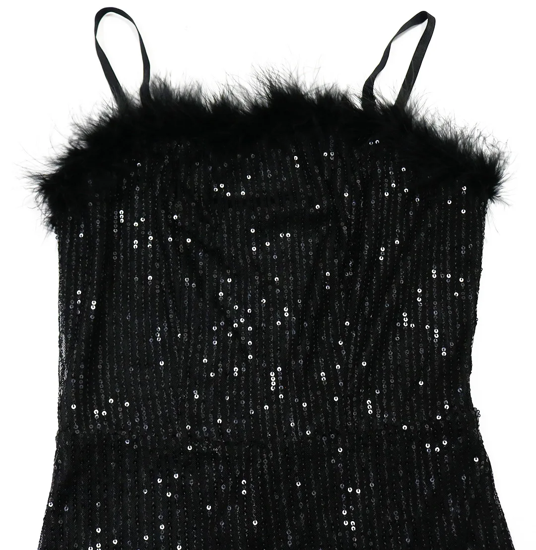 HLJ Sexy Sequin Feather Splicing Spaghetti Strap Party Club Jumpsuits Women Sleeveless Backless Straight Playsuits Lady Overalls