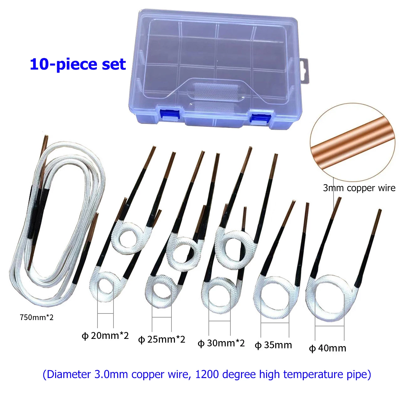 3.0mm Copper Wire 1200° Heat Induction Heater Coil Kit for Magnetic Induction He