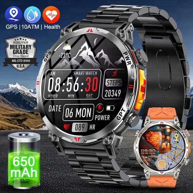 2026 New Military Outdoor GPS SmartWatch Built in GPS Compass Altimeter Barometer 10ATM Waterproof 650mAh Sports Bracelet Men 1