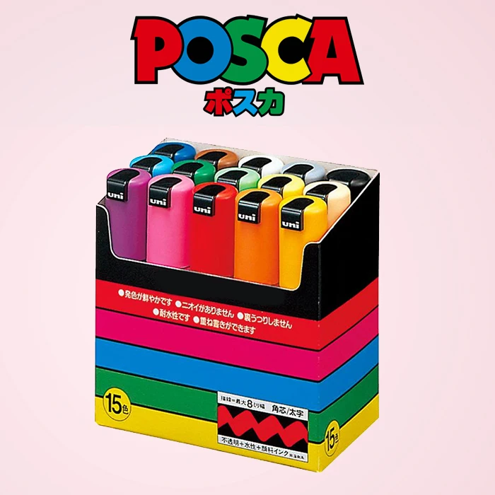 

UNI Posca Paint Markers Set Color PC-8K 15/8 Colours Graffiti Stationery Highlighter Acrylic Drawing Pen Art Supplies For Gifts