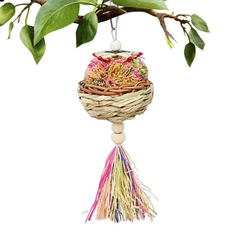 

Shredder Ball For Birds Cage Accessories Parrot Toys Natural Bird Foraging Chew Toys With Hook For Rope Bungee Toy Bowl Design