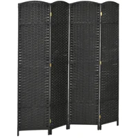 HOMCOM 4 Panel Room Divider Freestanding Folding Privacy Screen Black 1