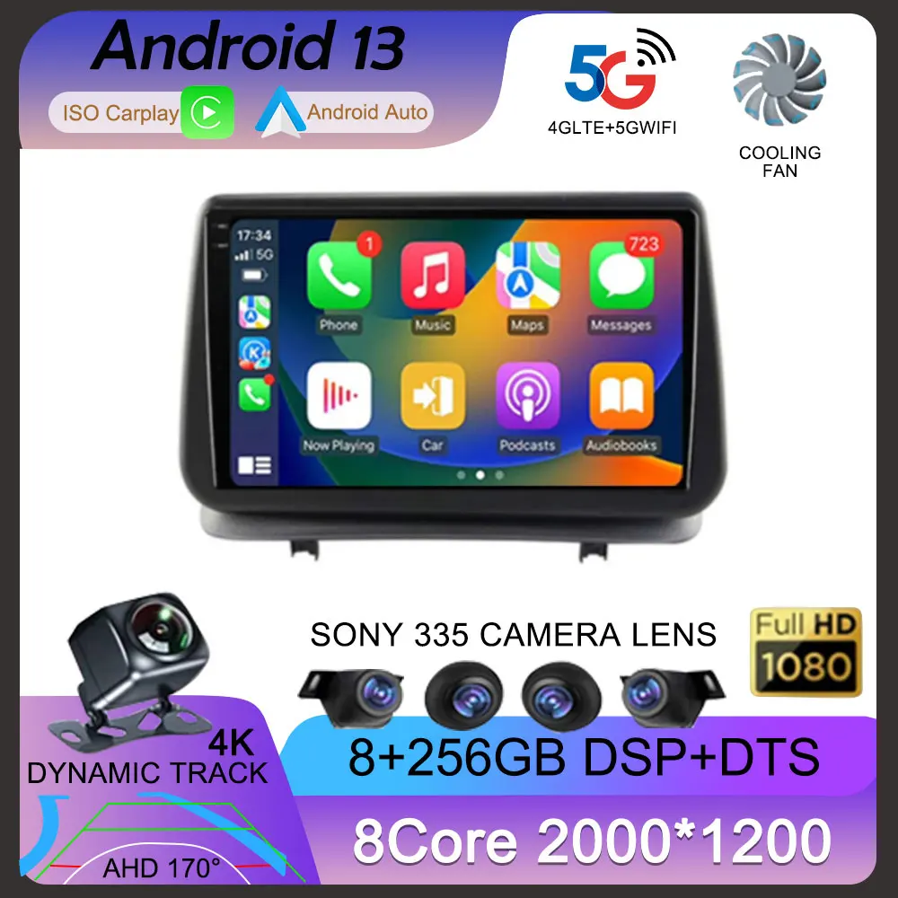 

Android 13 QLED для Renault Clio 3 CLIO 3 2005-2014 WIFI + 4G автомобильный радиоприемник навигация GPS авто Carplay стерео видеоплеер 360 камера