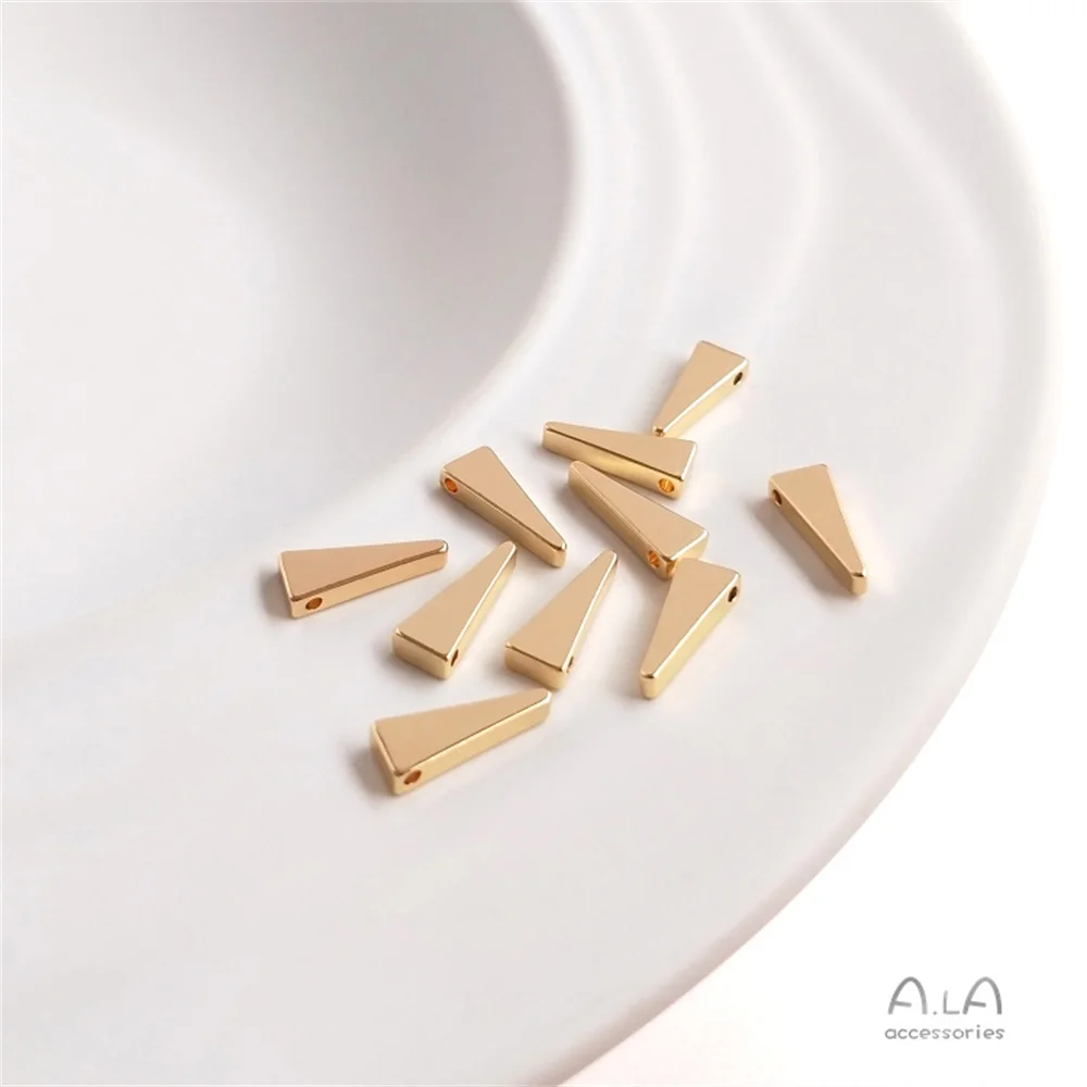 

14K gold diy accessories three-dimensional triangle edge hole charm collarbone necklace earrings pendant handmade accessories