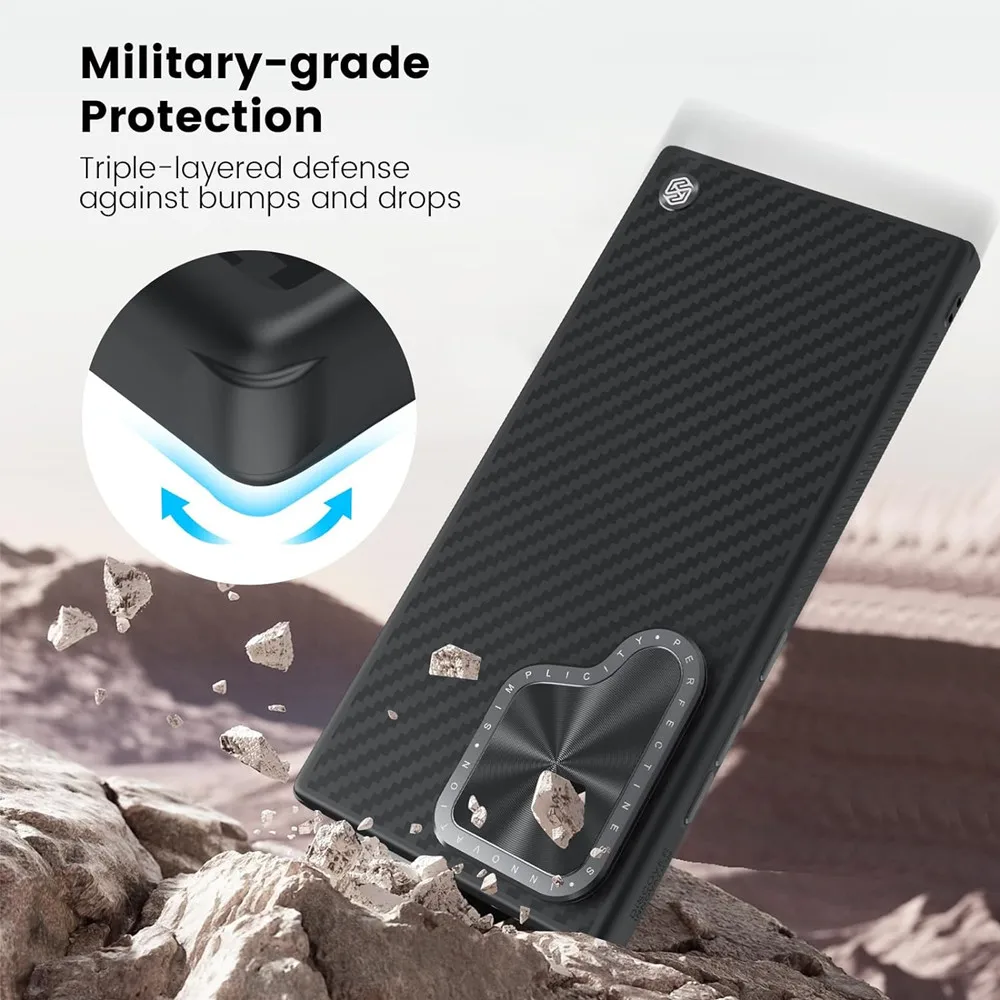 NILLKIN Magsafe Aramid Fiber Case For Samsung Galaxy S24 Ultra With Kickstand Anti-Drop All-Inclusive For Samsung S24 Ultra Case